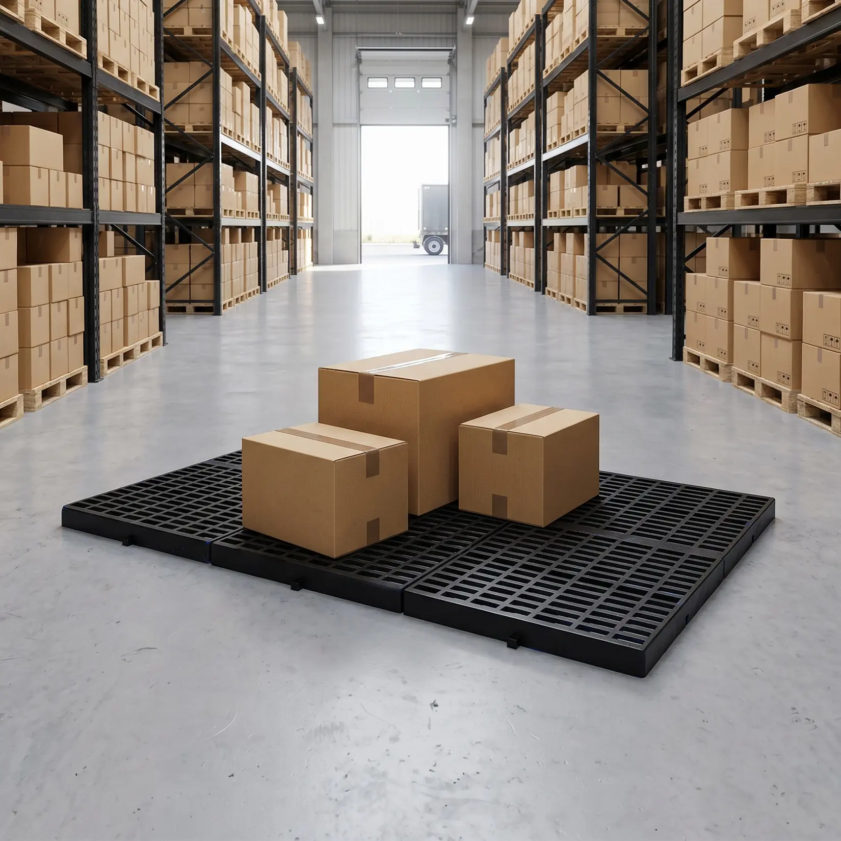 Elevated Modular Plastic Pallets for Professional Storage - 23.6x11.8x1.18 in, Water-Resistant, Breathable Grid, Heavy Duty, Non-Slip, Interconnected Decking Risers, Floor Mats for Warehouse, Garage, Kitchen - 6PCS