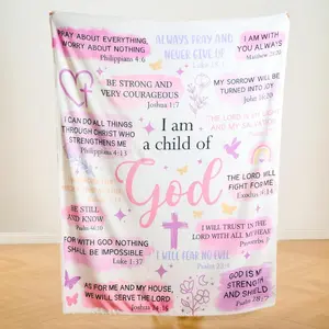 "I Am a Child of God" Scripture Blanket with Bible Verses, Soft Fleece Religious Throw, Inspirational Faith Gift for Girls & Teens, Baptism, Birthday