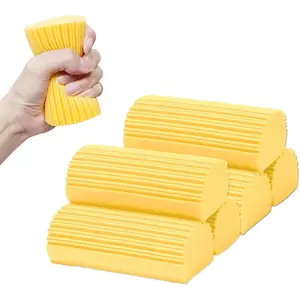 6-Pack Damp Clean Duster Sponge,Magic Sponge Eraser for Housekeeping, Cleaning Sponge for Blinds,Vents,Mirrors,Glass, Baseboards,Window Track Grooves and Railings (Yellow)