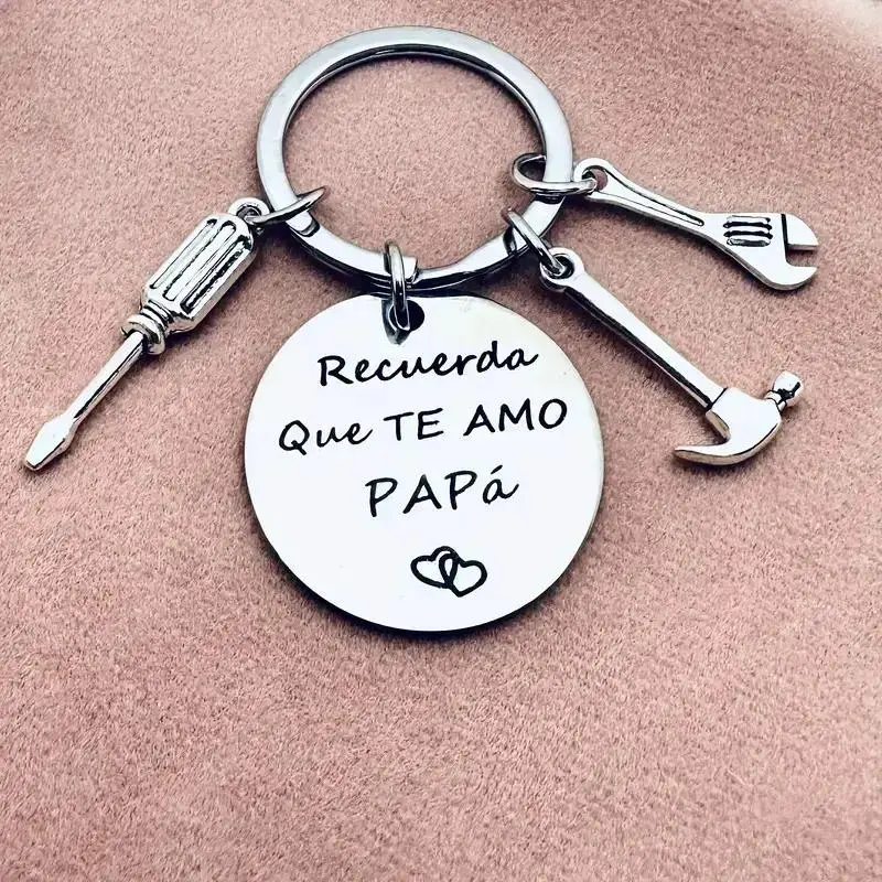 Laser-Engraved Stainless Steel Multi-Tool Keychain with Spanish Quote - Tool Bags Accessory, Car Key Fobs Add-On, Personalized Touch Father’s Day Gift for Dads to Fix Things, Diy Enthusiasts, Tarnish-Proof, Daily Hug, Happy Father's Day, Mini Tools