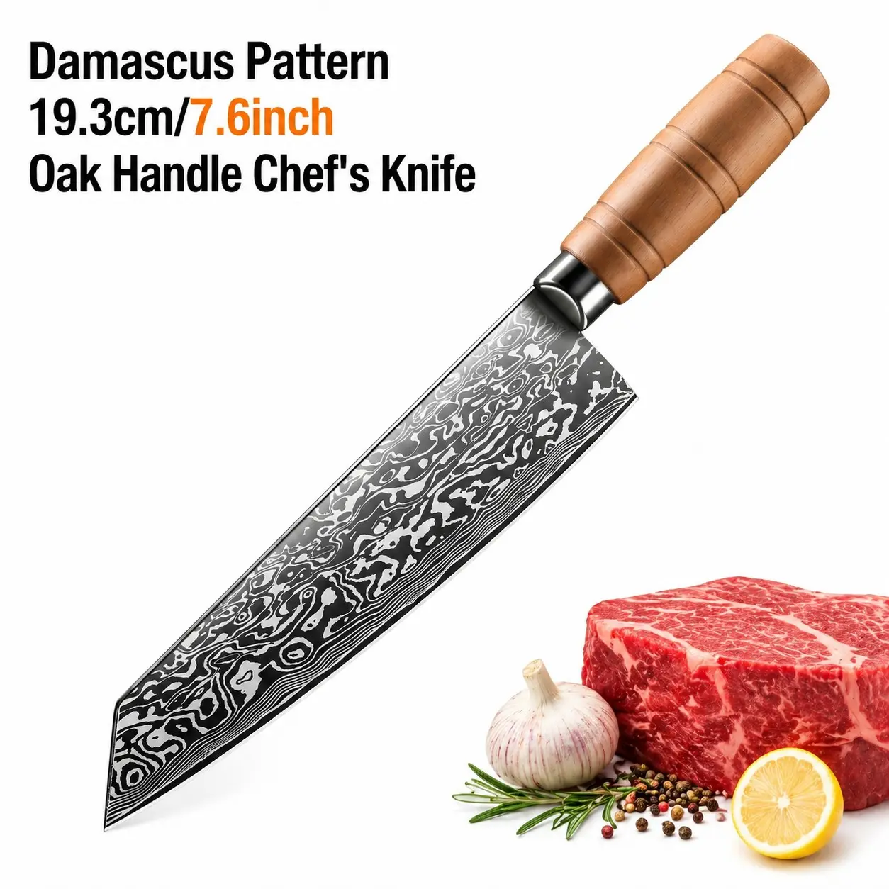 2026 New Multifunctional 7.6 Inch Damascus Chef Knife, Non-Slip Oak Handle, Sharp Blade, Easy Cutting, Kitchen Essential, Perfect Gift