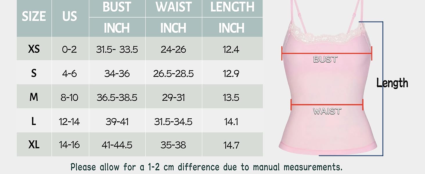 Padded Lace Cami Top Double Lined Sexy Tank Top Spaghetti Strap Club Party Shirt