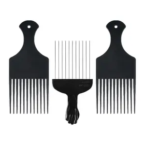 3-Piece Hair Comb Set for Curly Hair, Includes 2 Plastic Combs and 1 Stainless Steel Comb, Ideal for Men and Women, Detangling and Styling