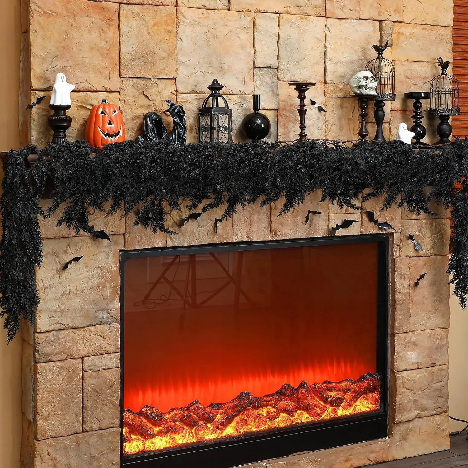 Halloween Wreath 6 Feet, Gothic Style Artificial Vine Garland, Sofa Fireplace Decor, Indoor Outdoor Home Decoration, Thanksgiving Party