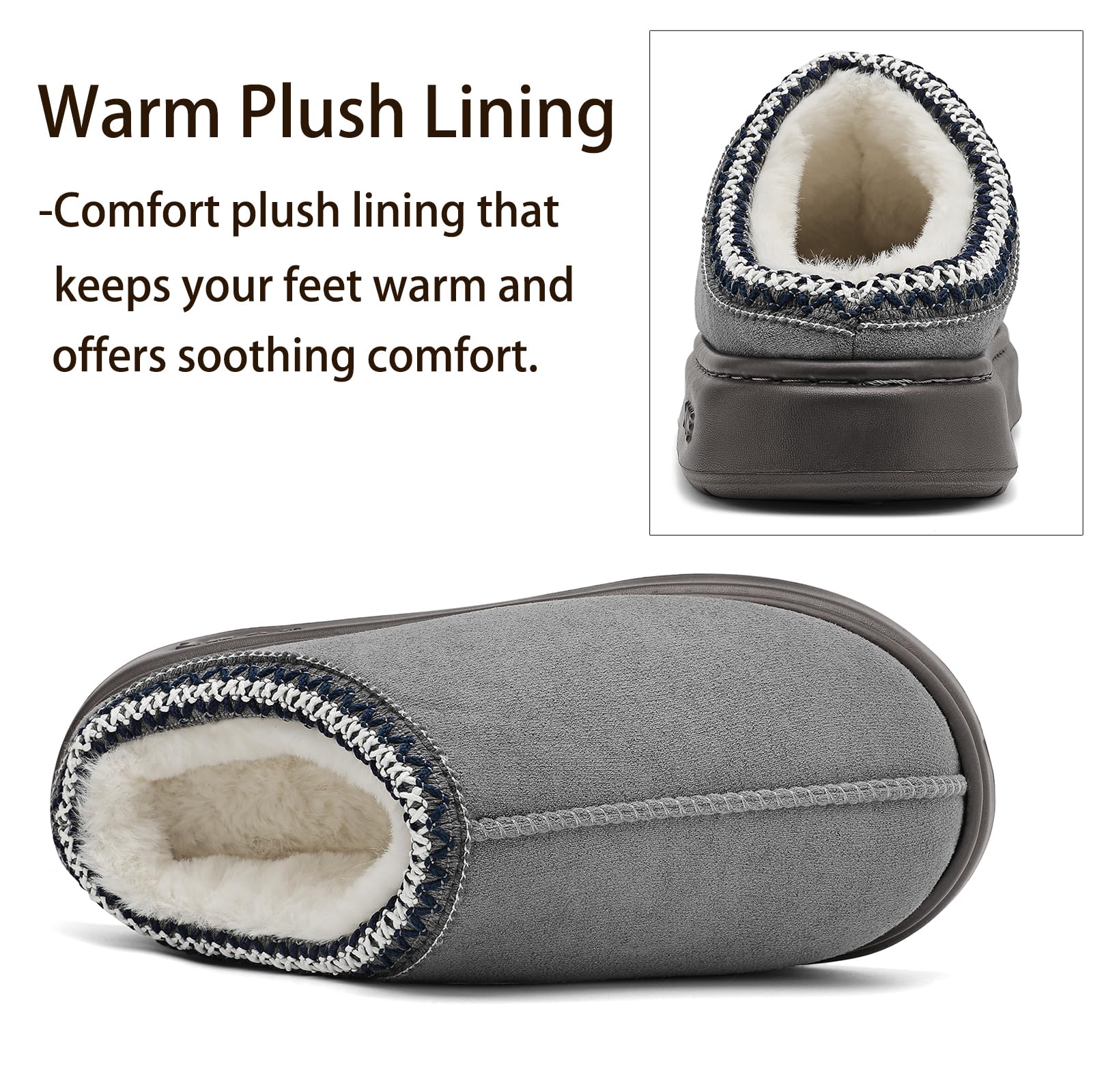 Women's Fluffy Winter Slippers Soft And Warm Durable Upper Indoor Outdoor Anti-slip EVA Sole Easy To Wear Black Suede Footwear