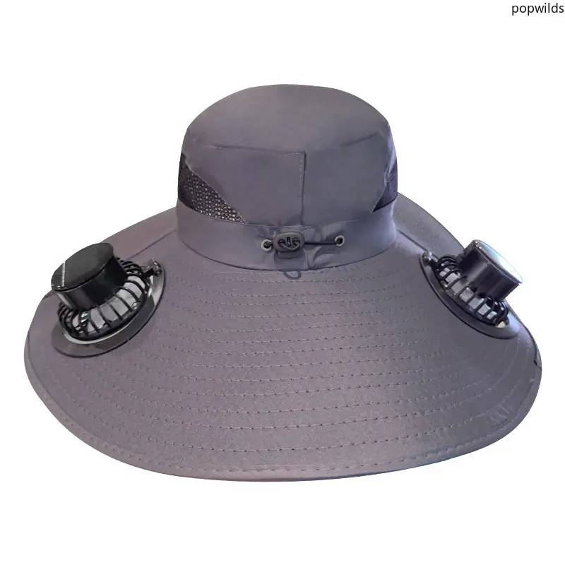 Unisex Solar-Powered Cooling Fan Bucket Hat - UPF Sunblock Anti-UV, Rechargeable Fan, Breathable Fisherman Cap for Hiking/Fishing Camping, Camping Fan Rechargeable