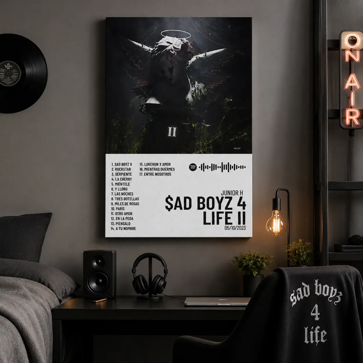 Sad Boys 4 Life II Music Album Canvas Wall Art, Artistic Poster Painting Print, Moody Rap Hip-Hop Aesthetic Decor for Bedroom Dorm Apartment Studio or Music Room, Y2K Moodboard Room Accessory, Trendy Gift for Music Fans & Collectors