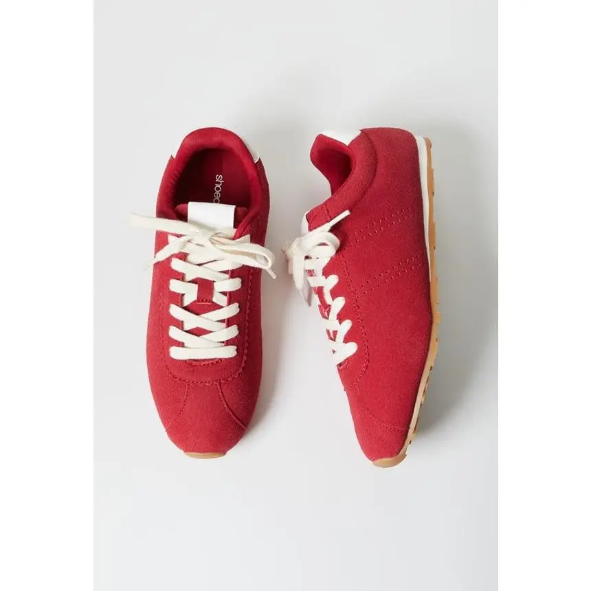 JUSTFAB Women's Retro Eco Suede Lace-Up Low Top Sneakers - Brown, Flexible Gum Sole, Casual Wear Walking Shoes
