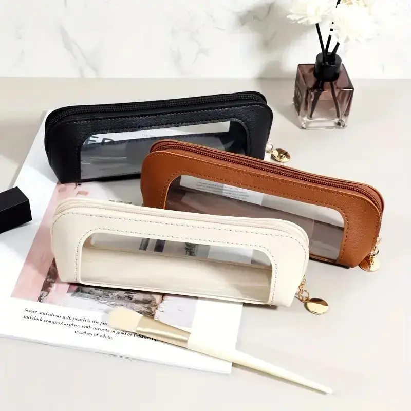 2-Pack Makeup Brush Organizer Pouch Bag - Zippered Portable Vanity, Vanity Organization for International Travel, Pens, Toiletries, Camping; Lightweight Luggage Accessory to Pack My Bag With Me