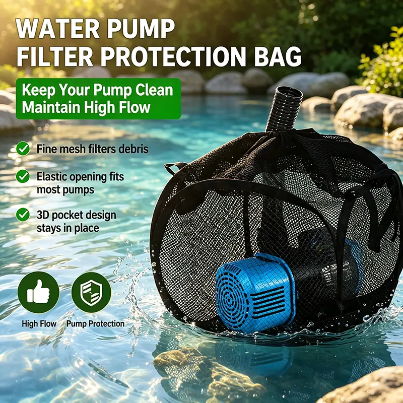 Black Metal Frame Pond Pump Filter Box with Anti-Clog Mesh Bag, Polyamide Nylon Pop-Up Barrier, Filter Media Basket - 2 Sizes (9.84/11.81in) for Outdoor Pond, Swimming Pool (Home & Garden Pool Supplies)