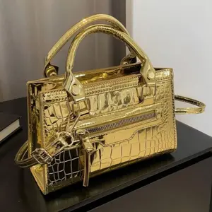 Mini Crocodile Pattern Fashion Multi-Functional Zipper Handbag, Detachable Shoulder Strap, Suitable for Women, Stylish and Practical