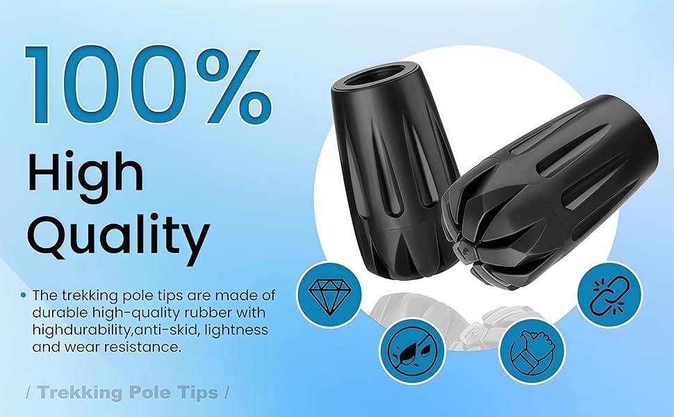 Durable Replacement Trekking Pole Tips, Universal Anti-Slip Walking Stick Tips Caps, Shock Absorbing Hiking Pole Tips Accessories Fits 11mm Standard Poles