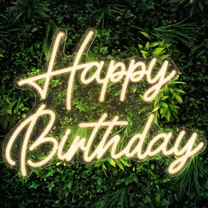 Happy Birthday Neon Sign—LED neon decoration, perfect for bedrooms, holiday celebrations, creating a festive atmosphere, and as wall decor for birthday parties. USB-powered with a dimmer switch. Great as a birthday gift or Christmas gift.  white.