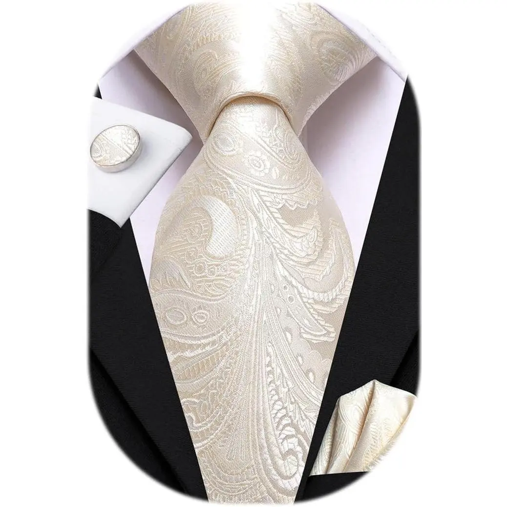 Mens 70inches Tie Set Extra Long Necktie for Men Cufflinks Handkerchief Big Tall Men Business Wedding