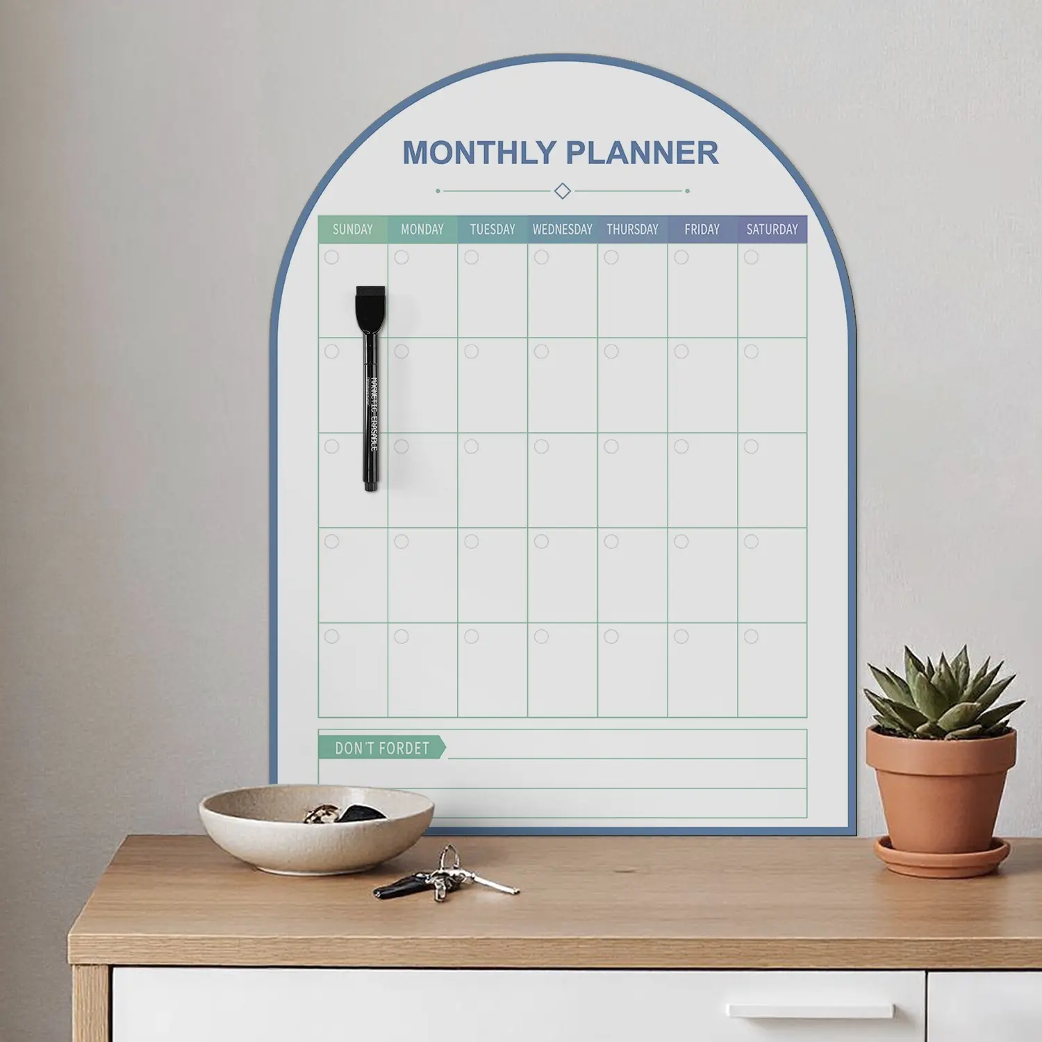 Kid's Learning Monthly Planner Whiteboard Sticker, Self-Adhesive Soft Iron Foam, Thick Removable Backing, Erasable Calendar, Includes Iron Layer