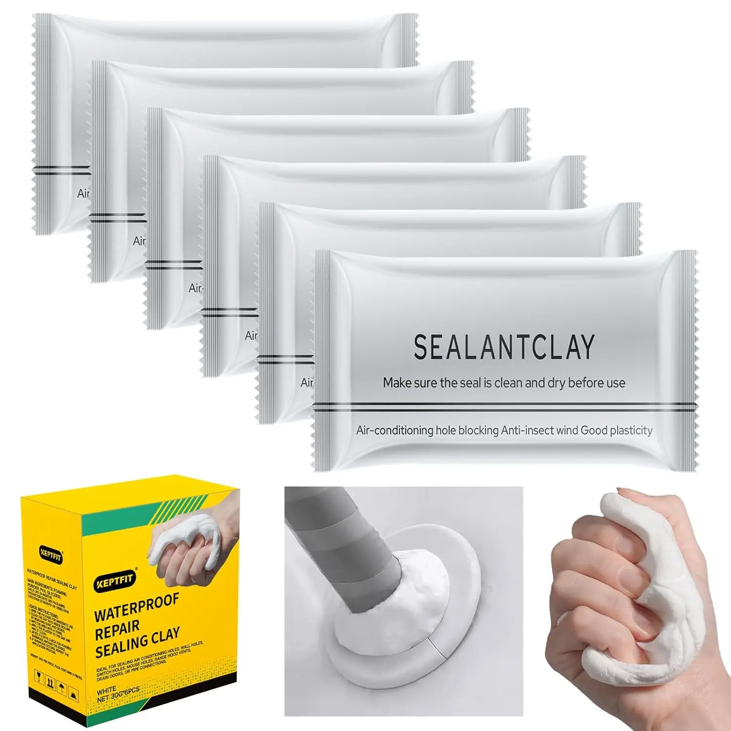 10-Pack White Waterproof Sealant Mastic Caulking, Waterproof Strong Hold Wall Repair Paste for Wall, Sink Vents Repair