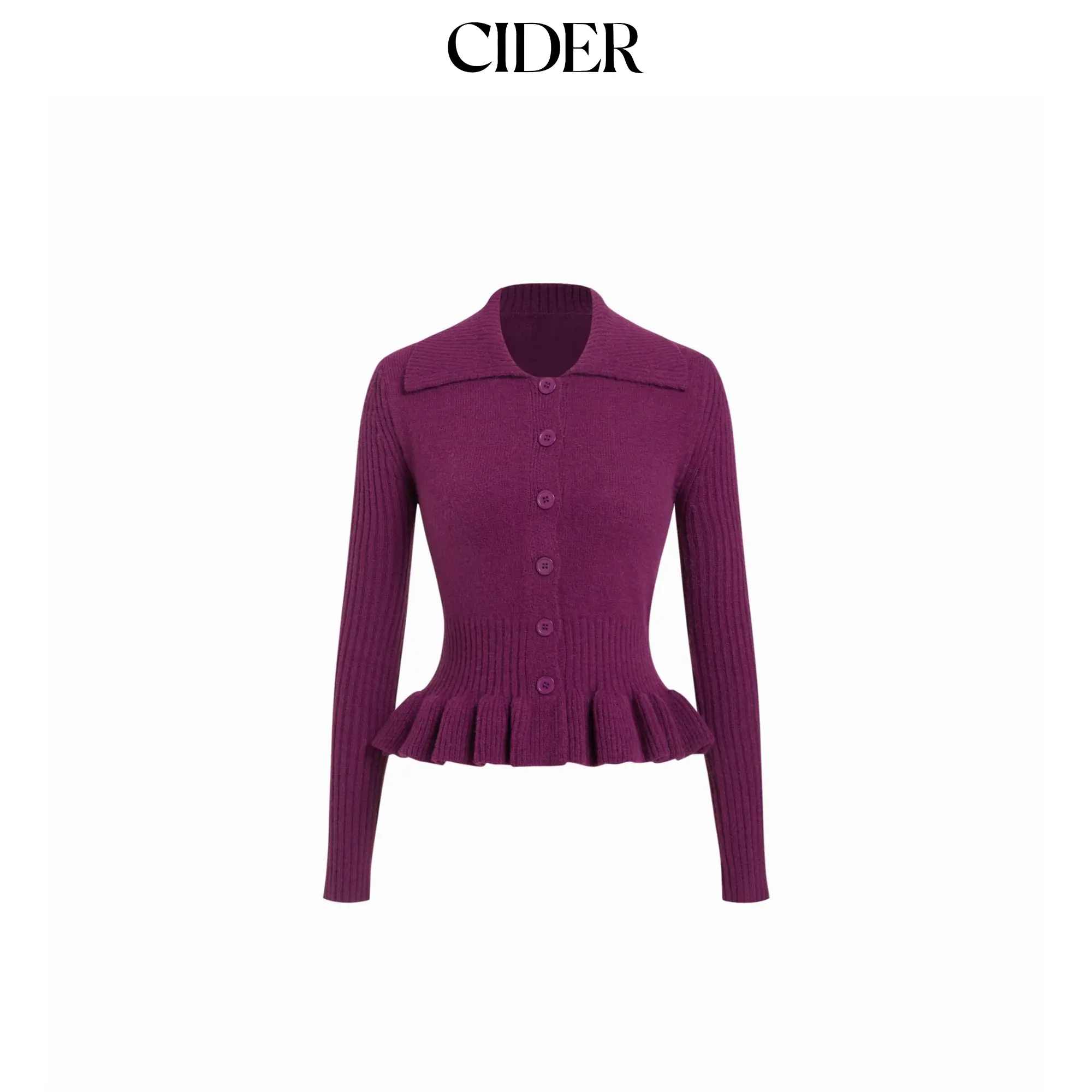 Cider Knit Ruffle Hem Cardigan SohoChic