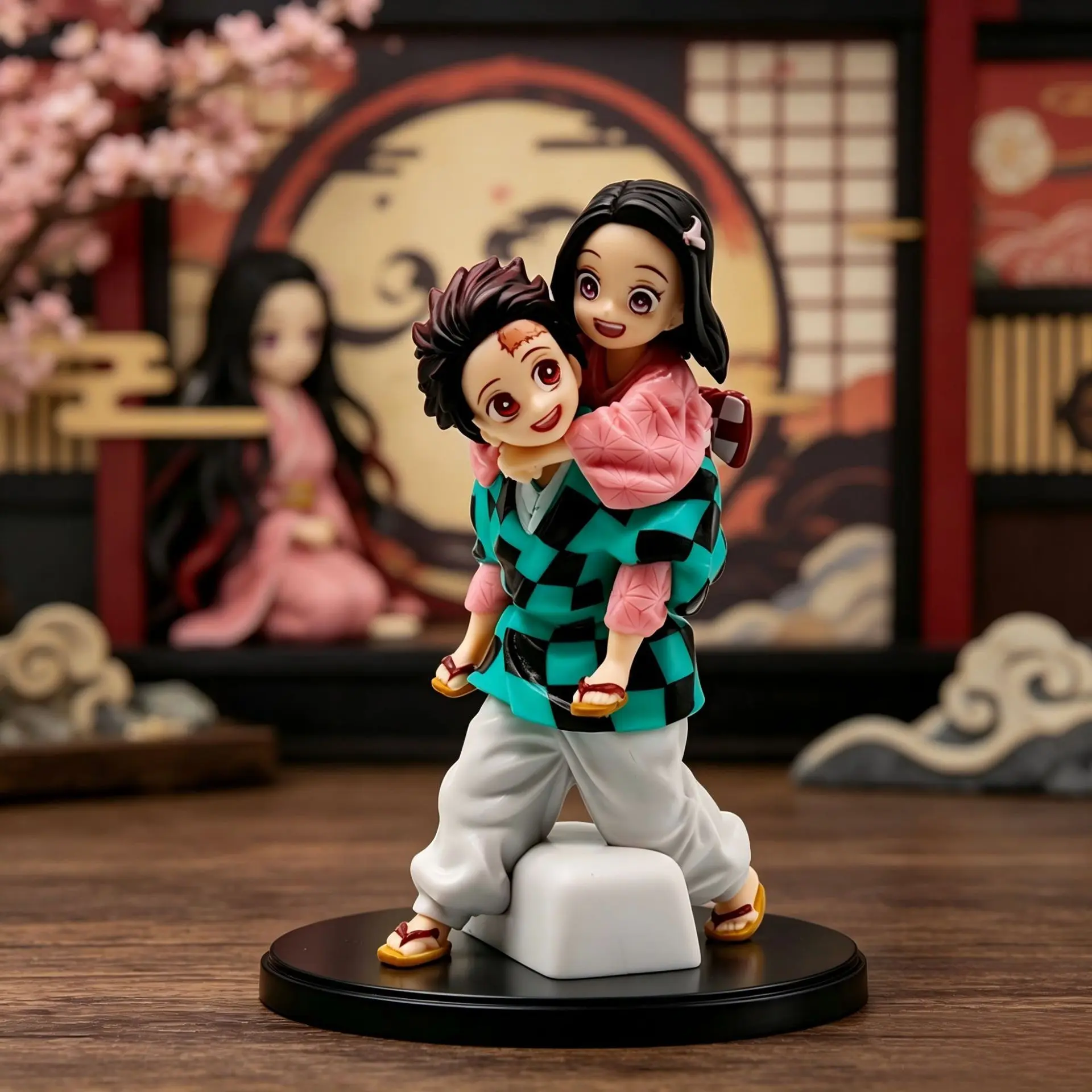 New Demon Slayer Merchandise Figure Tanjiro Kamado Backing Nezuko Kanae Iwao, Desktop Decorative Model, Anime Collectible Item