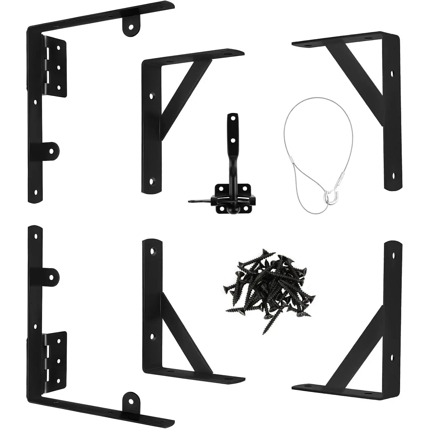 Fence Gate Kit Gate Hardware, Corner Brace Brackets Anti Sag Gate Kit Heavy Duty Gate Hardware for Wooden Fence,Shed Doors, Driveway Gates, Corral Gates,  Windows(1 Set)