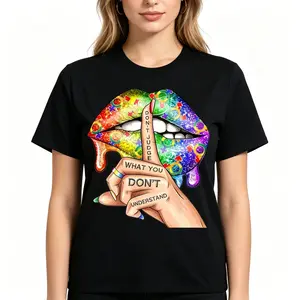 "Don't Judge Things LGBT Pride Lips Pattern" Graphic Unisex Tee |   All-Season Breathable Top