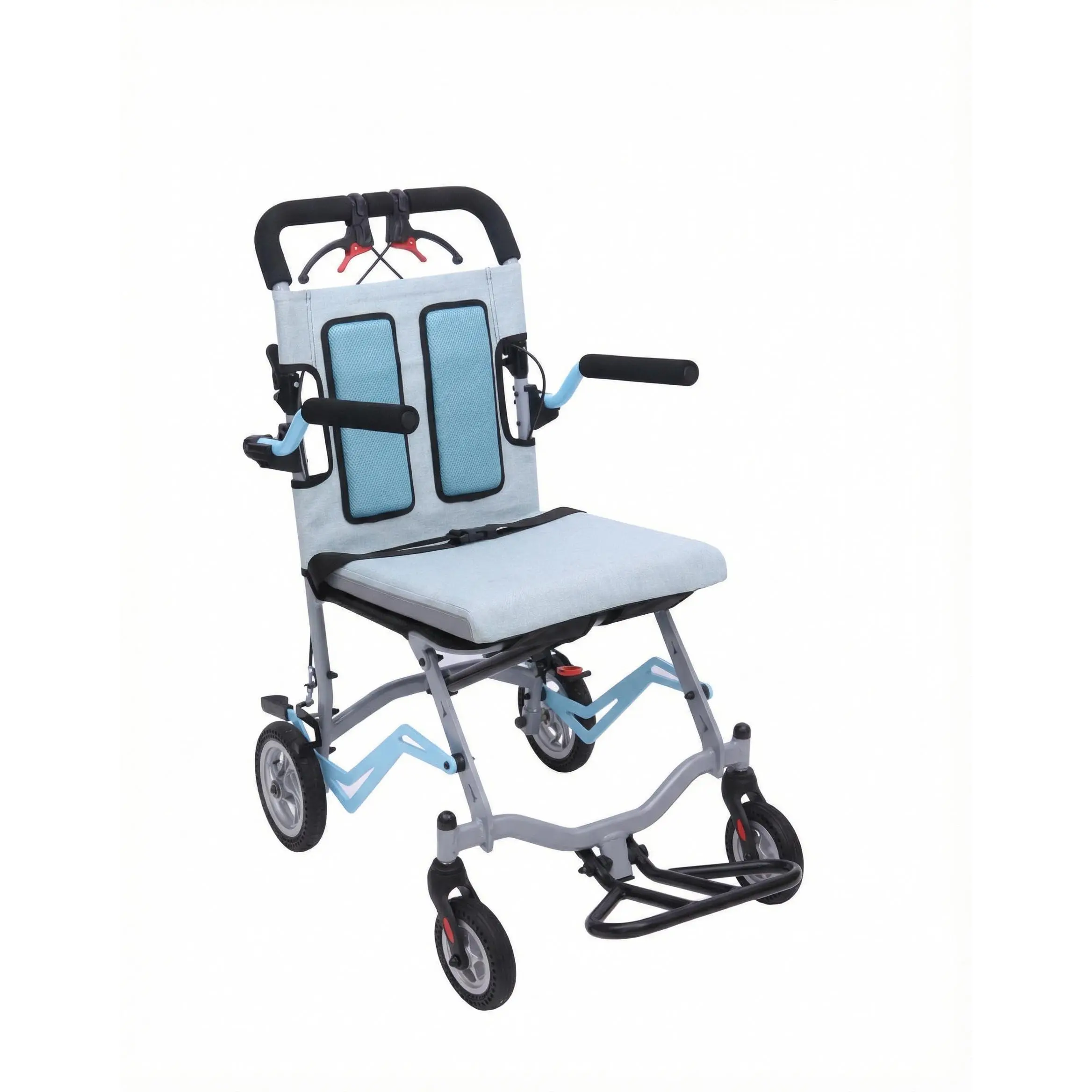Garvee Ultra Lightweight Transfer Chair, 19 lbs Folding Aluminum Wheelchair with 280° Flip-Up Armrests, Locking Handbrake, 220 lb Capacity, 16.5" Seat, Swinging Footrests, Portable Travel Wheelchair for Elderly & Caregivers