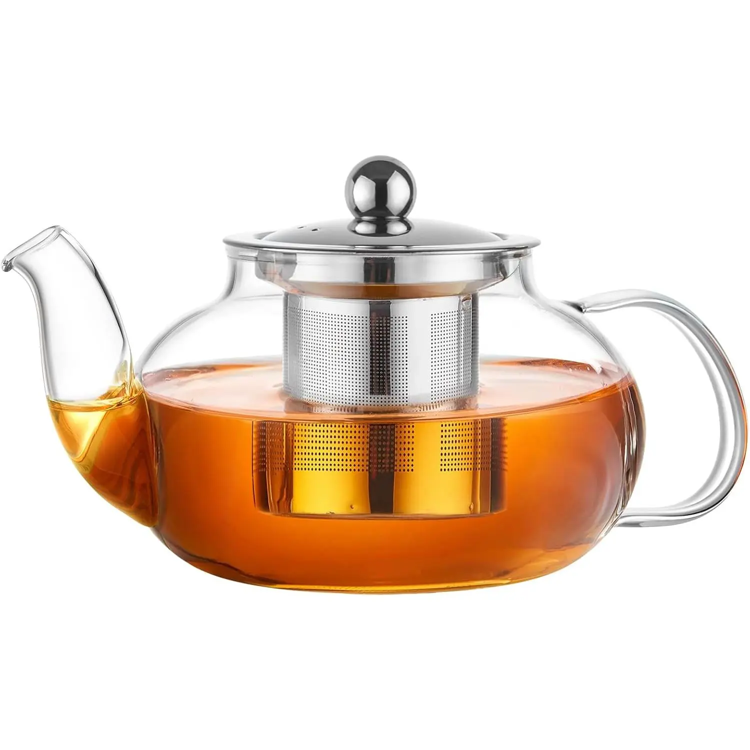 Pot for Stove, 20 oz Stovetop Clear Glass Teapot with Infuser | Removable 18/8 stainless steel  infuser in a glass  kettle works as a loose leaf  steeper,  maker or  brewer