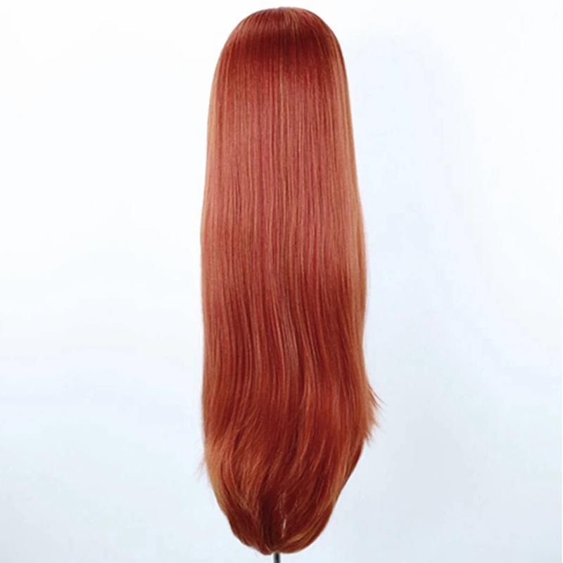 Platinum Blonde Wig Natural Wave Synthetic Lace Front Wigs For Women Long Wave Lace Synthetic Hair Copper Red Cosplay Daily Wear