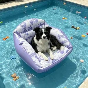Dog Pool Toy Float Pad Lounge Chair, Mesh Seat Inflatable Pet Pool Float, Suitable for Large Dogs, Summer Outdoor Water Toy