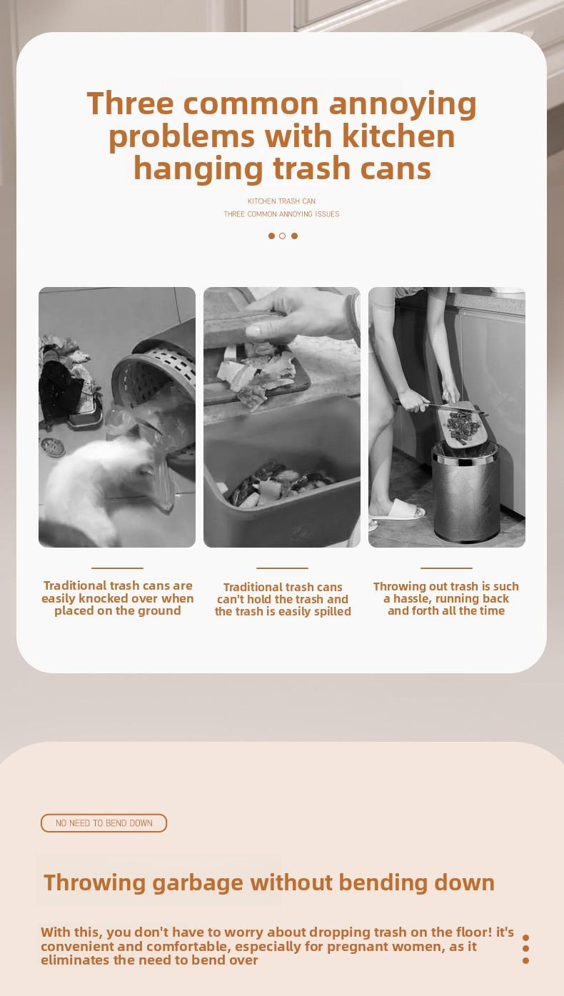 Foldable Trash Can for Home Kitchen Cabinet Hanging Garbage Storage Thickened Large Caliber Multifunctional Trash Can