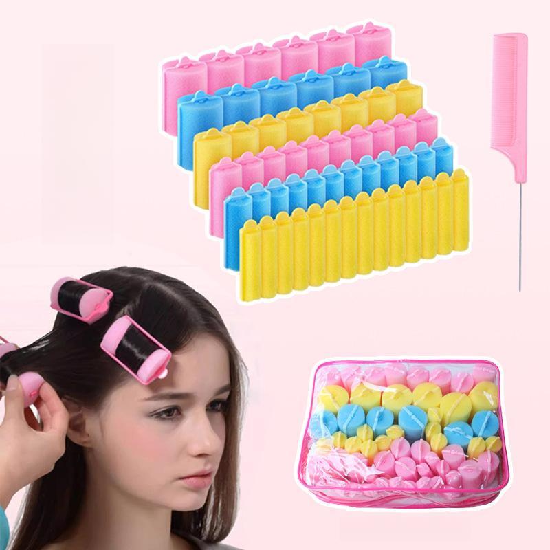 58PCS Heatless Foam Hair Rollers Set, Heatless Curlers, Heatless Curling Set, Non-Damaging Styling Tool for Women and Girls, Travel-Friendly Hair Care Accessories