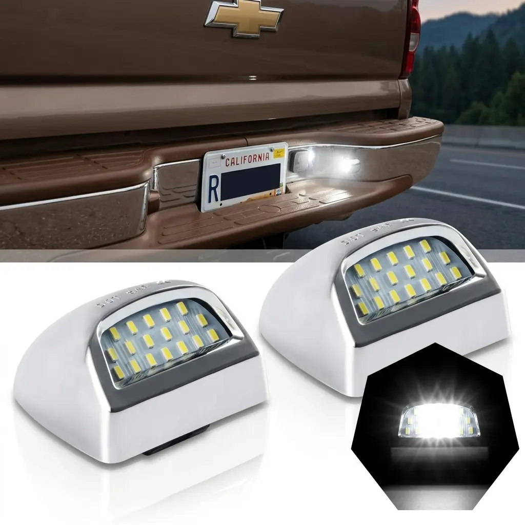 LED License Plate Lights Assembly Housing Compatible With 1999 2013 Chevy Silverado GMC Sierra 1500 2500 3500 HD Suburban Tahoe Cadillac Escalade EXT Yukon XL 6000K White 2 Pieces