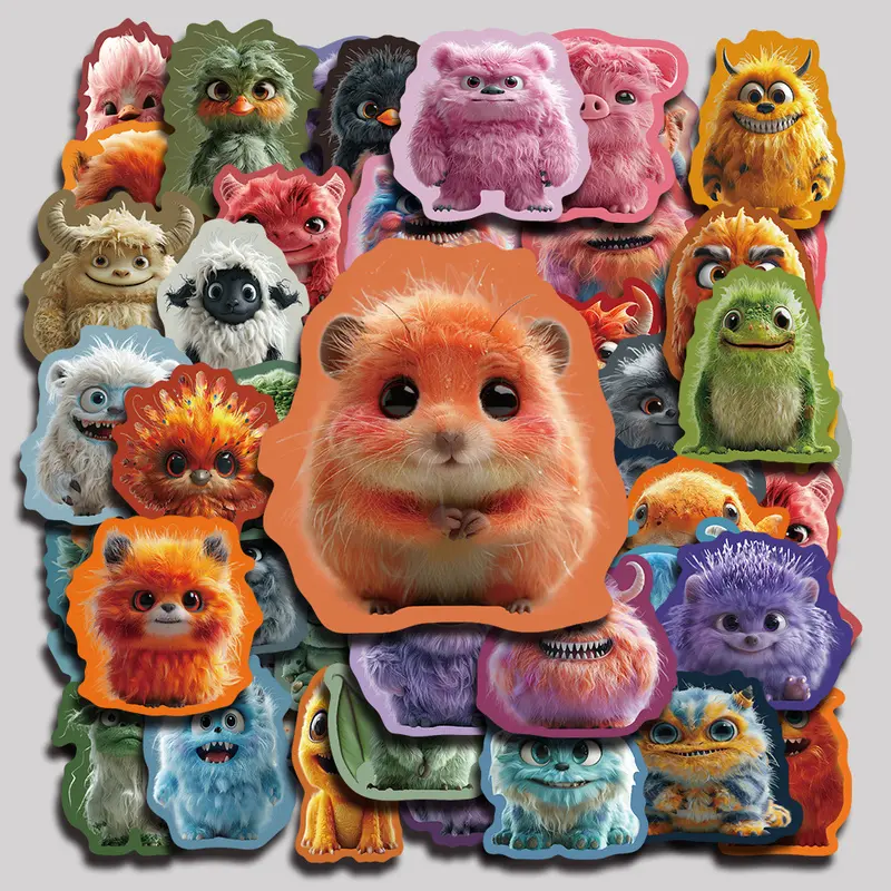 50PCS Big fluffy monster Aesthetic Vinyl Stickers Pack for Laptop Water Bottle Phone Case Skateboard Journal Scrapbook DIY Decoration