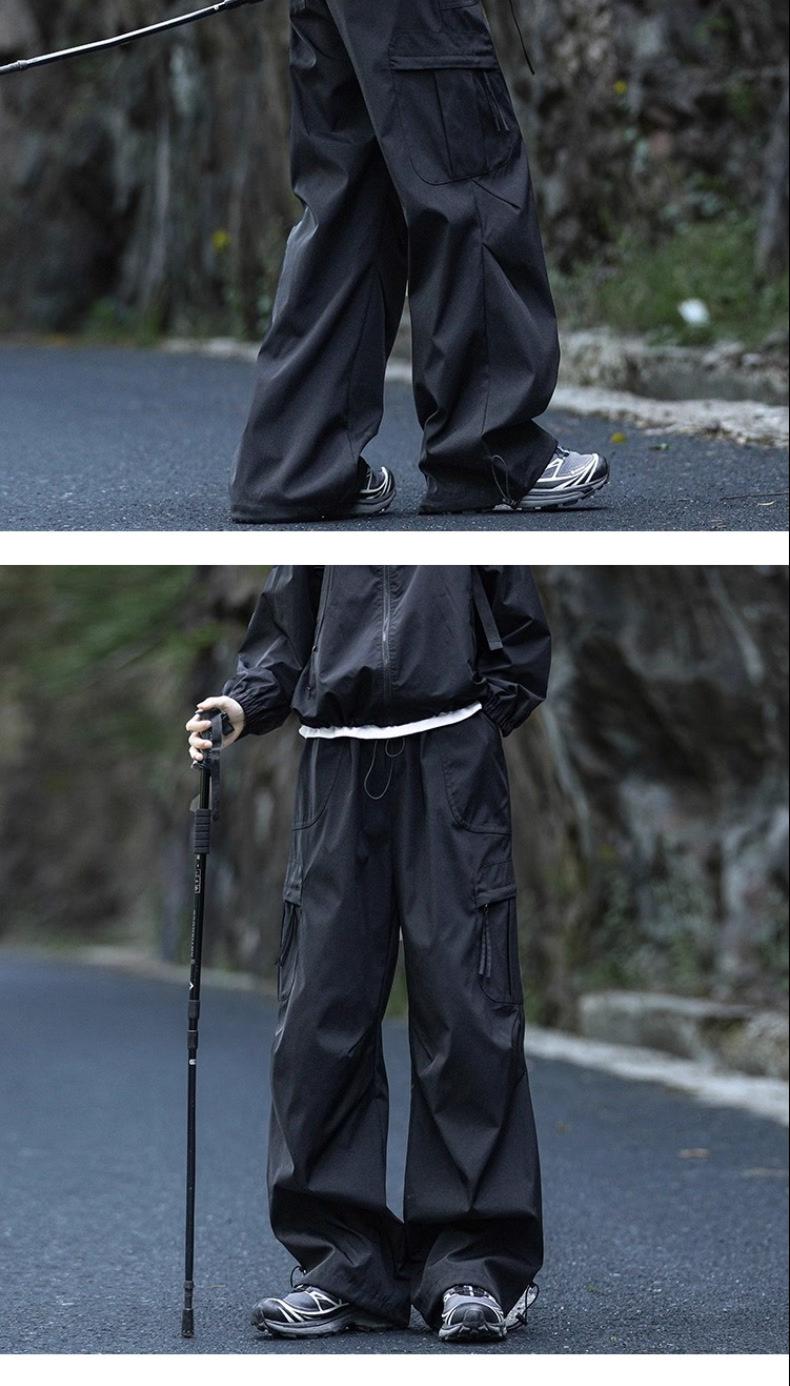 Men's Techwear Quick-Dry Outdoor Cargo Pants - Loose Fit Hiking Pants with Pleated Design, Streetwear Trend