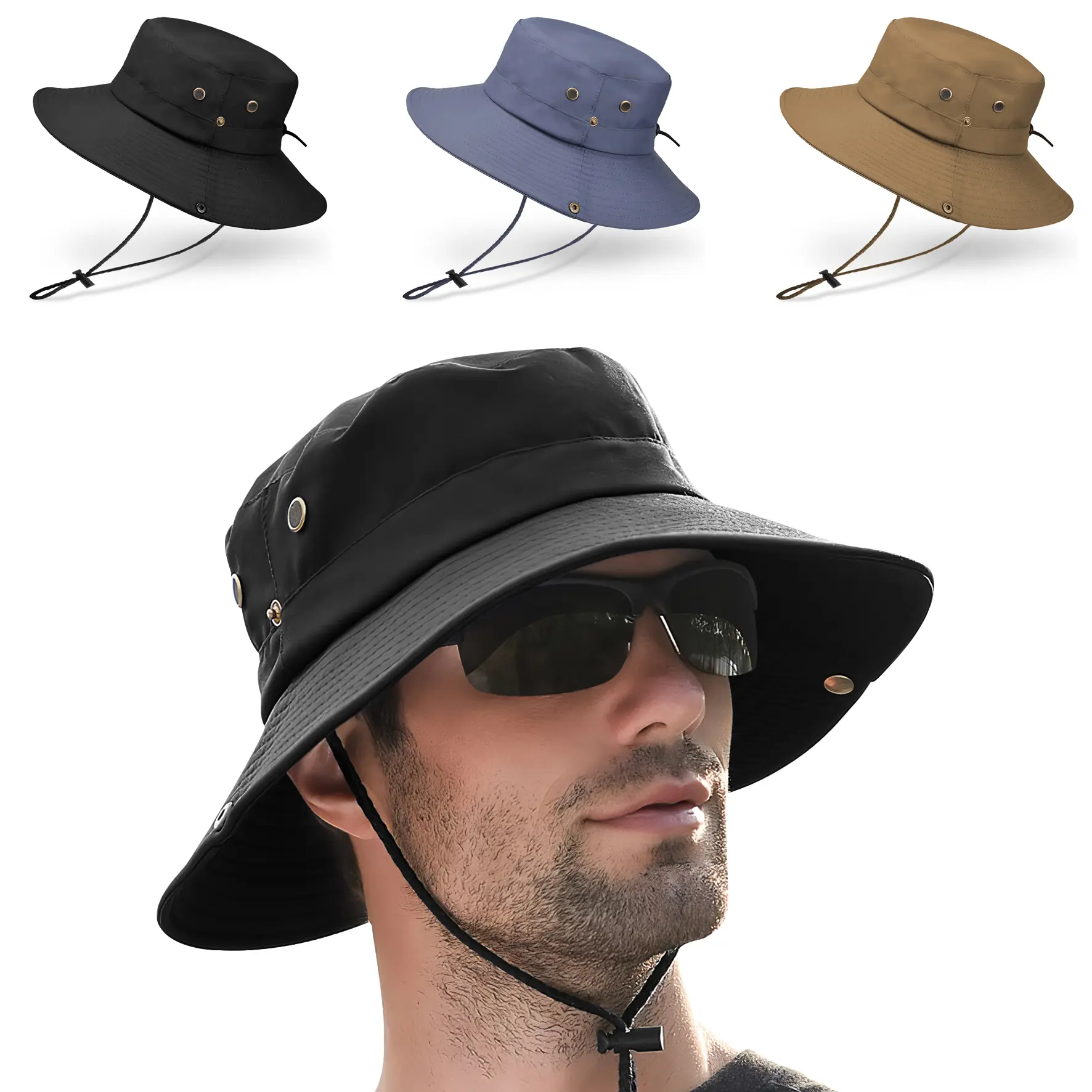 Sun Hats for Men Women, Fishing Hat UV Protection Wide Brim Bucket Hats Foldable Boonie Hat for Hiking Camping Safari
