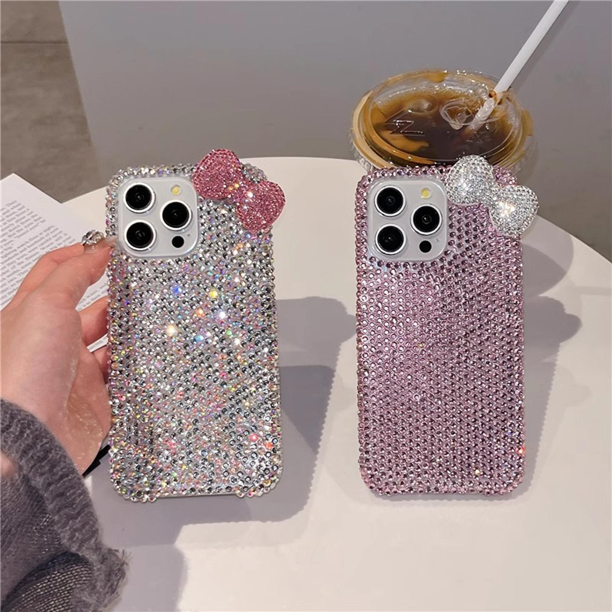Bow Decor Phone Case, Smartphone, 1 Count Rhinestone Decor Phone Protective Cover, Phone Accessories Compatible with iPhone, Casing, Aesthetic