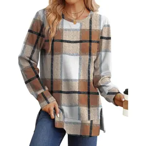 Sweatshirt for women Side Split Fall Fashion 2025 Long Sleeve Shirts Trending Now