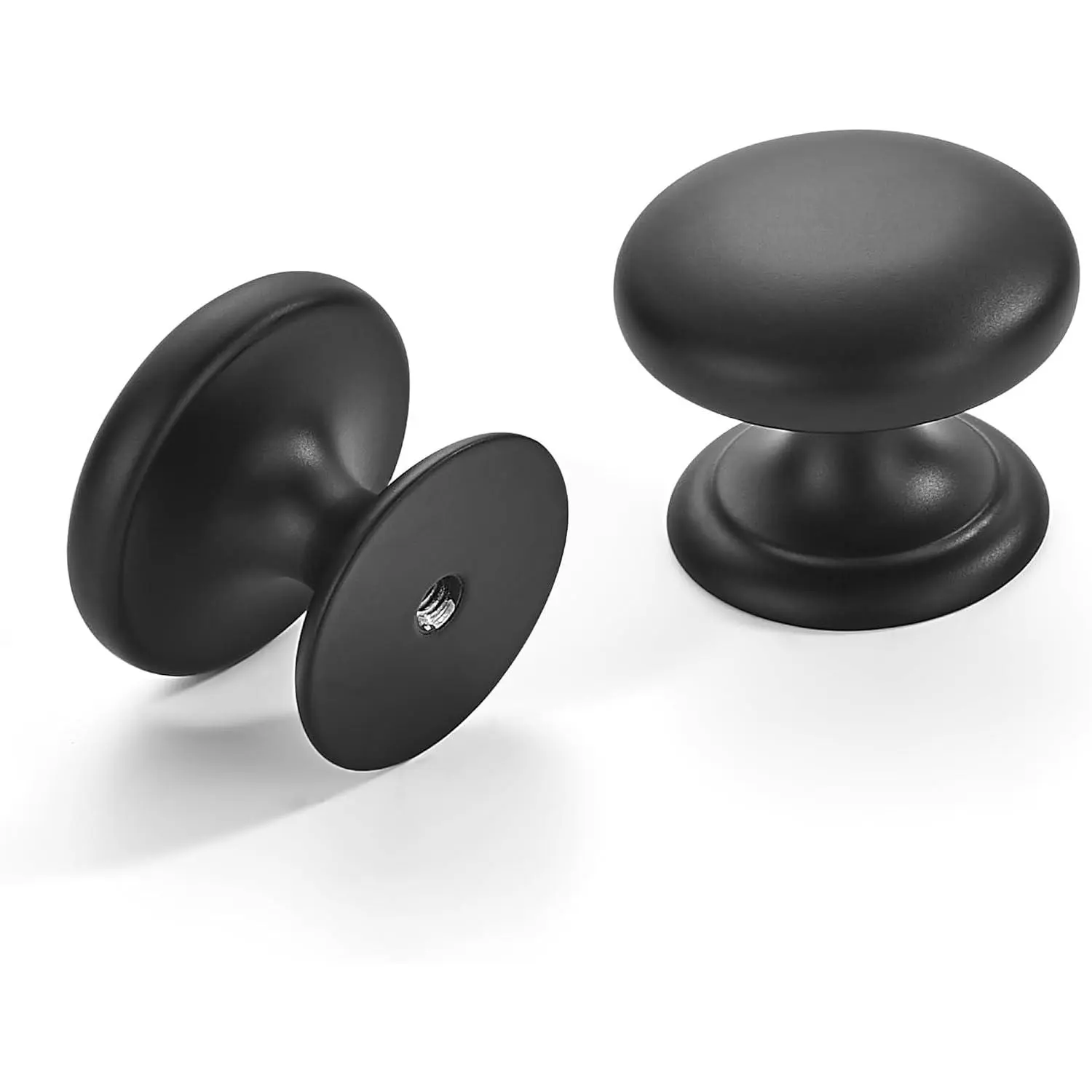 2 Pack Matte Black Bifold Closet Door Knobs, 1-1/2 Inch Zinc Alloy Cabinet Knobs with Installation Screws, Suitable for Kitchen, Bathroom & Bedroom Furniture