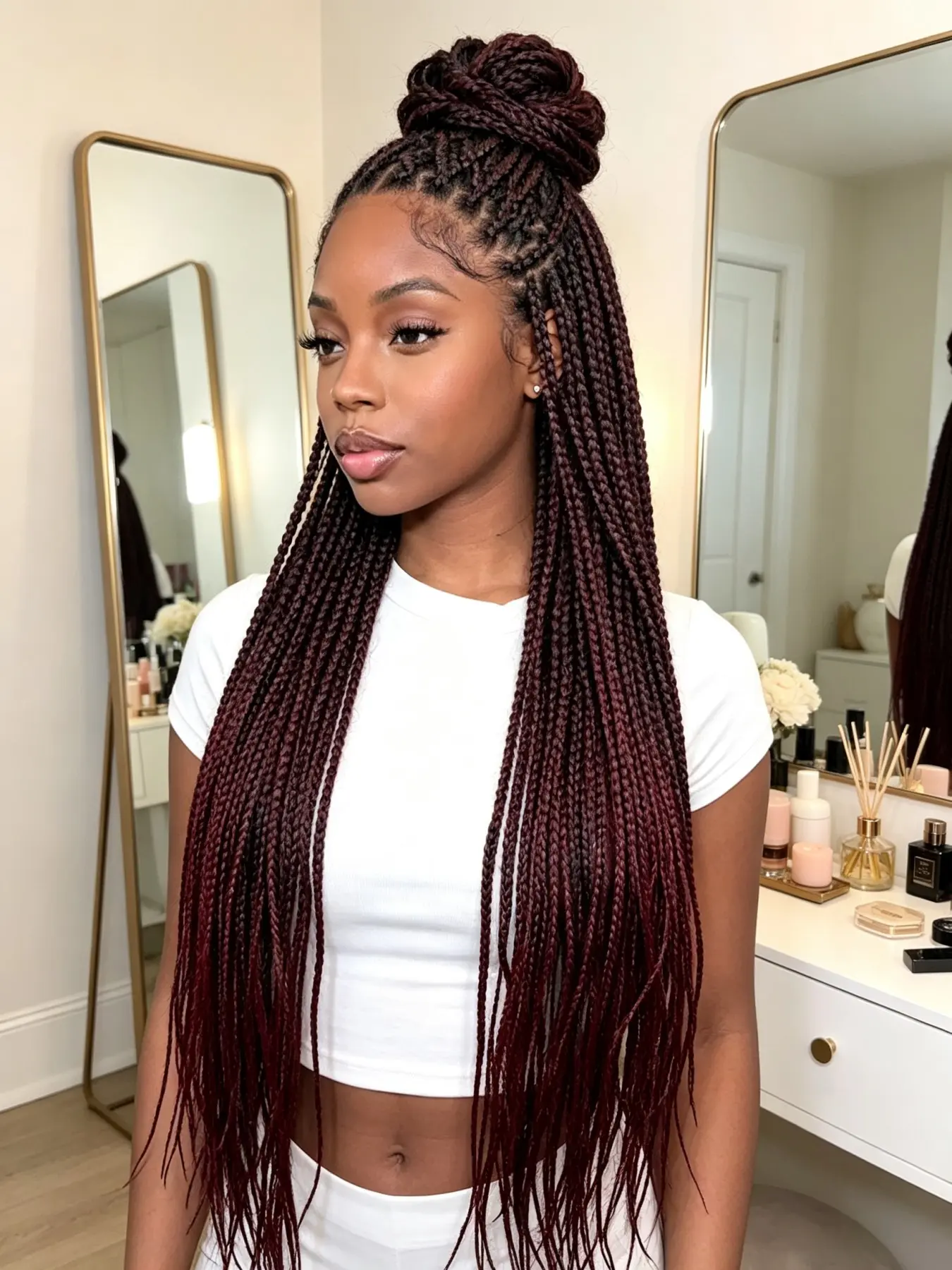 36 Inch Full Lace Box Braided Wig for Women, Pre-Plucked Natural Hairline, Knotless Braids, Handmade Extra Long Cornrow Braids with Baby Hair