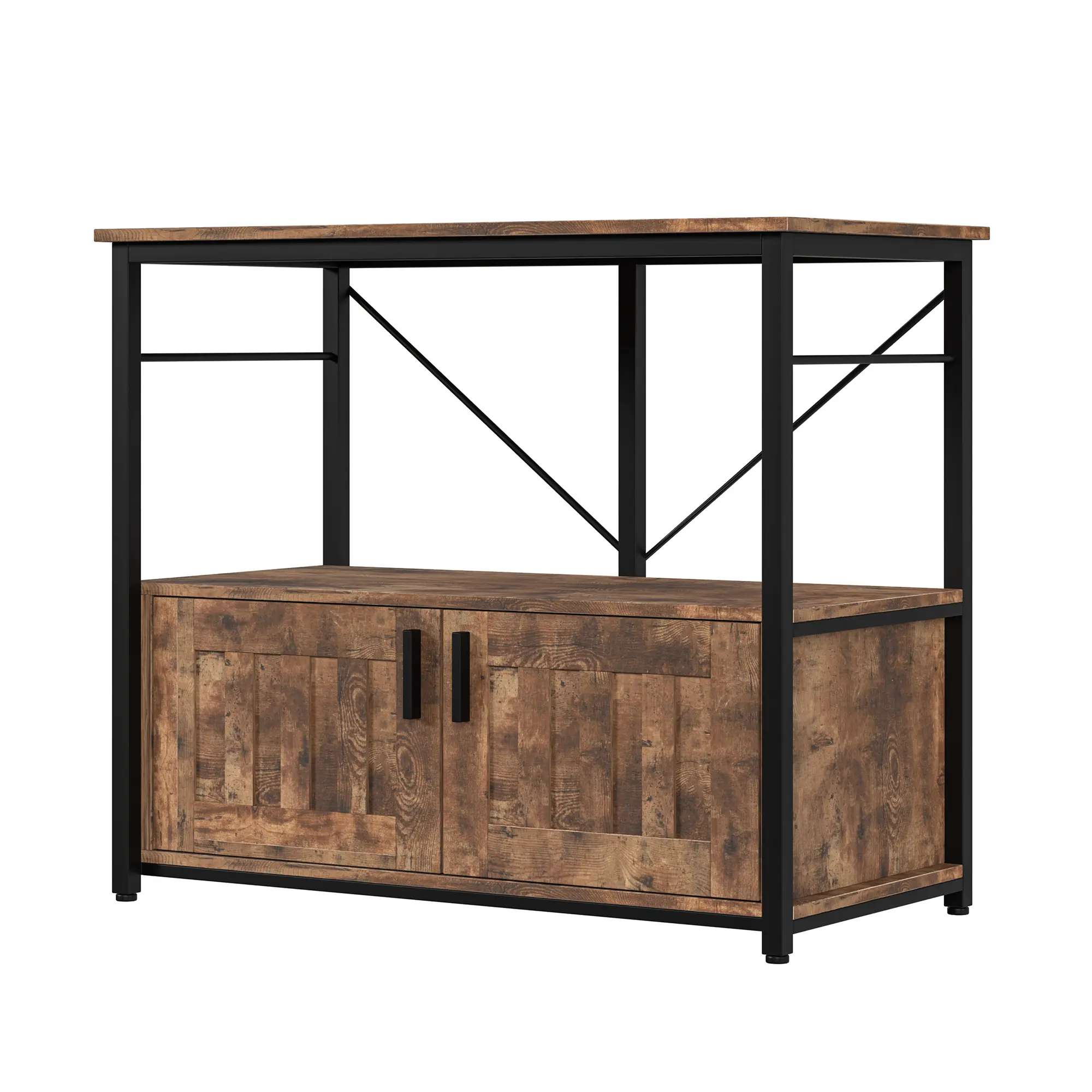 Heavy-Duty Metal Aquarium Stand with Lockable Cabinet, Moisture-Resistant Wood Fish Tank Table for Turtle Terrariums & Reptile Habitats