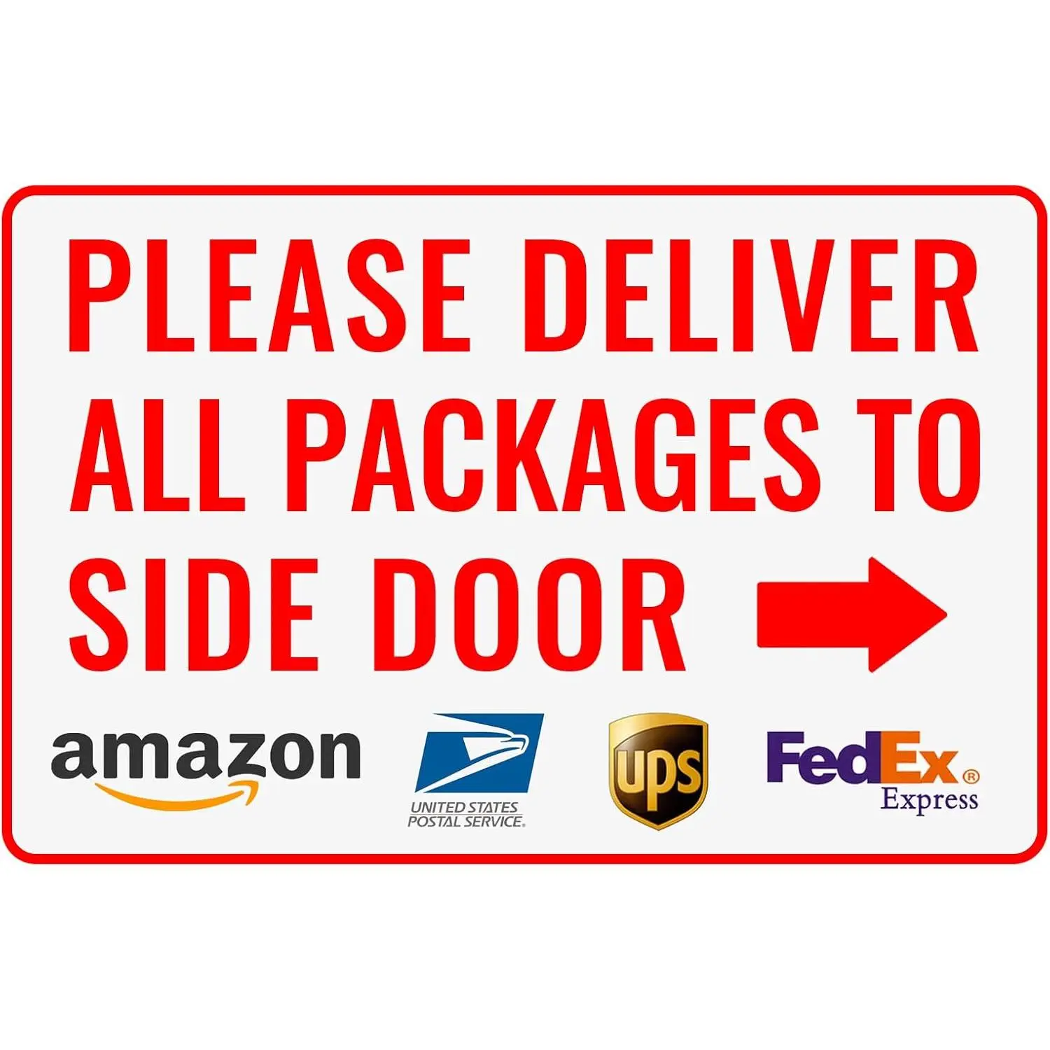 Bestylez Outdoor Metal Delivery Sign, 12x8in Durable Weatherproof Mailbox Sign, Side Door Delivery Instruction, Porch Installation Guide