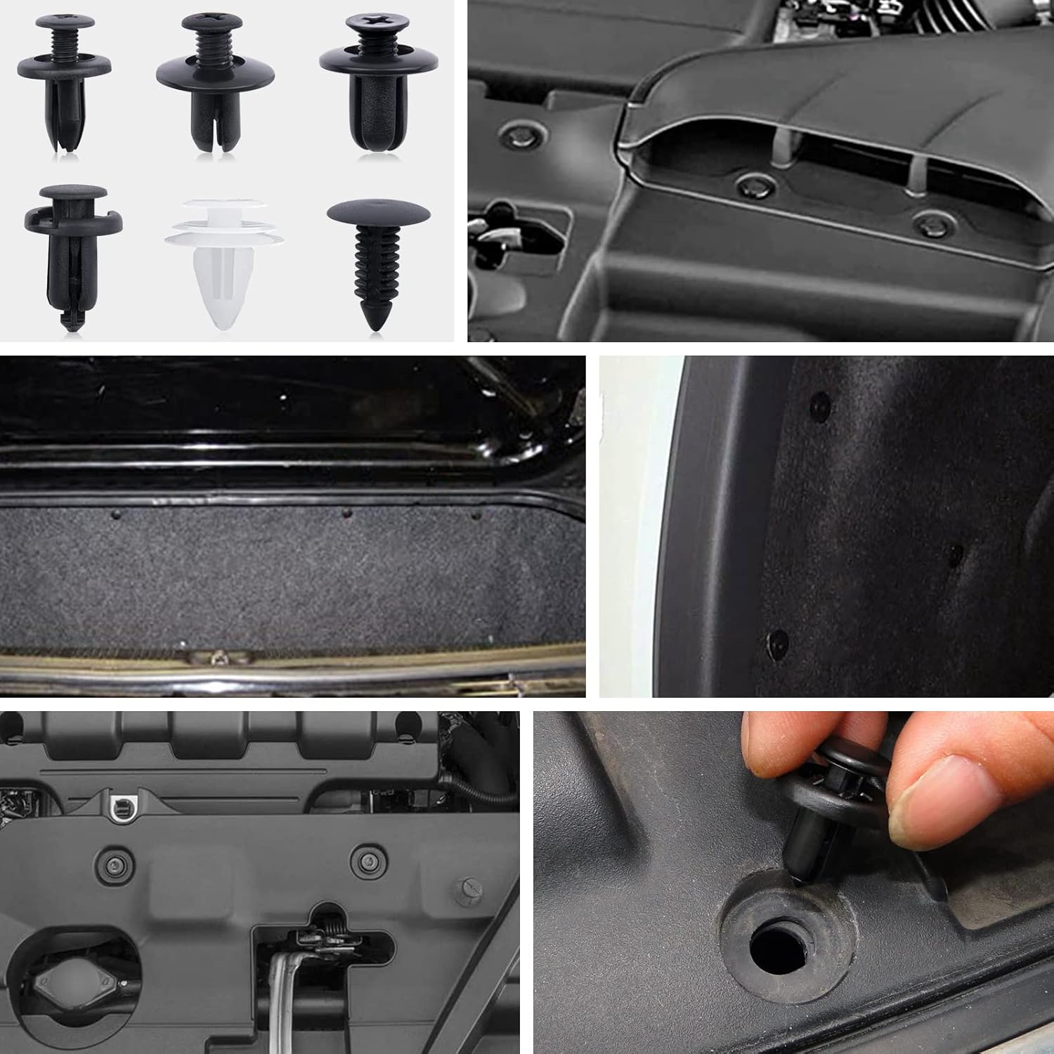 Push Type Nylon Car Fastener Kit with Removal Tool 6 Sizes 100 Pieces Bumper Car Fixing Clips Set Durable Easy to Use Vehicle Clips Heavy Duty Material Organized Storage Case