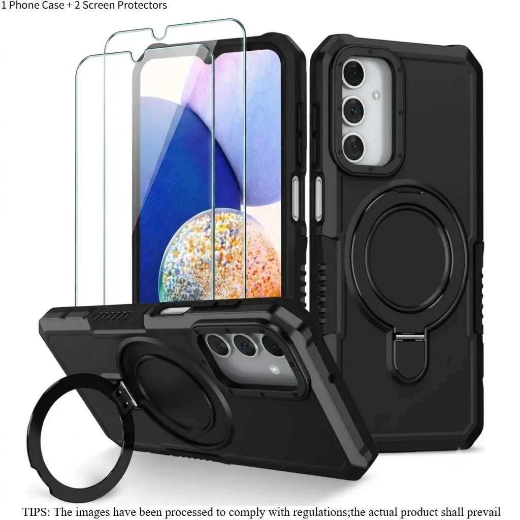 3 In 1 Heavy Duty Hard PC Shockproof TPU Protection Phone Case Set With Foldable Kickstand & 2 Clear Screen Protectors For Samsung Galaxy S26 S25 Ultra S25 Plus S24 Ultra S24 Plus S23 Ultra S23 Plus S22 Ultra S22 Plus S21 Ultra S21 Plus
