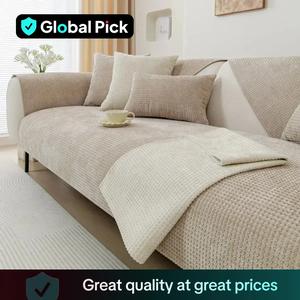 solid color sofa cover, 1 count non-slip waffle pattern elastic sofa slipcover, soft sofa protector, dustproof sofa slipcover, elastic furniture protector, machine washable sofa cover, home decoration supplies for soft padded cushion, couch covers