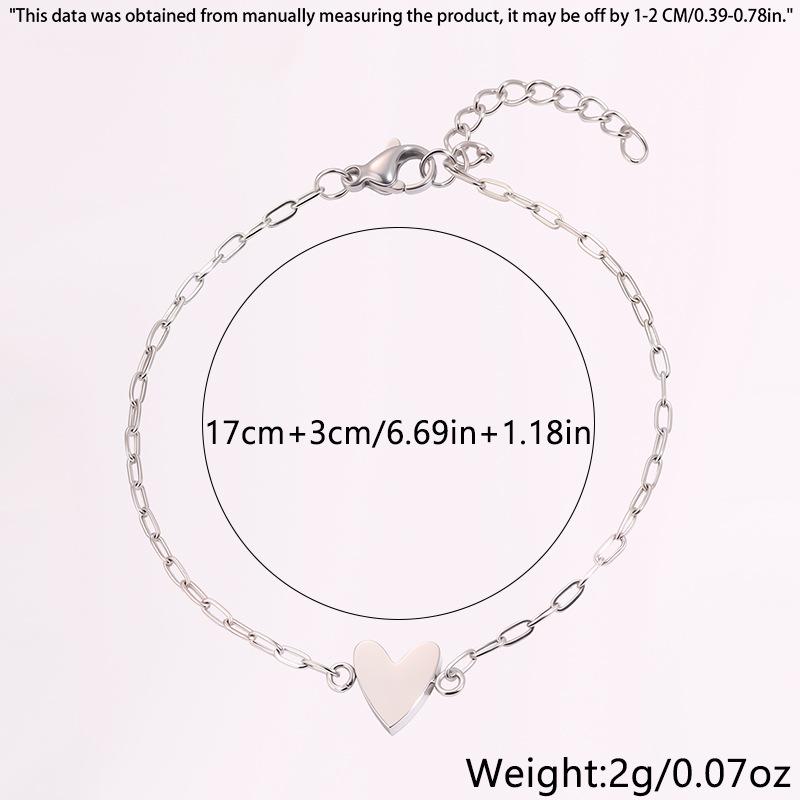 Stainless Steel Bracelet Hollow Heart Adjustable Minimalist Dainty Gift For Women Best Friend Couple