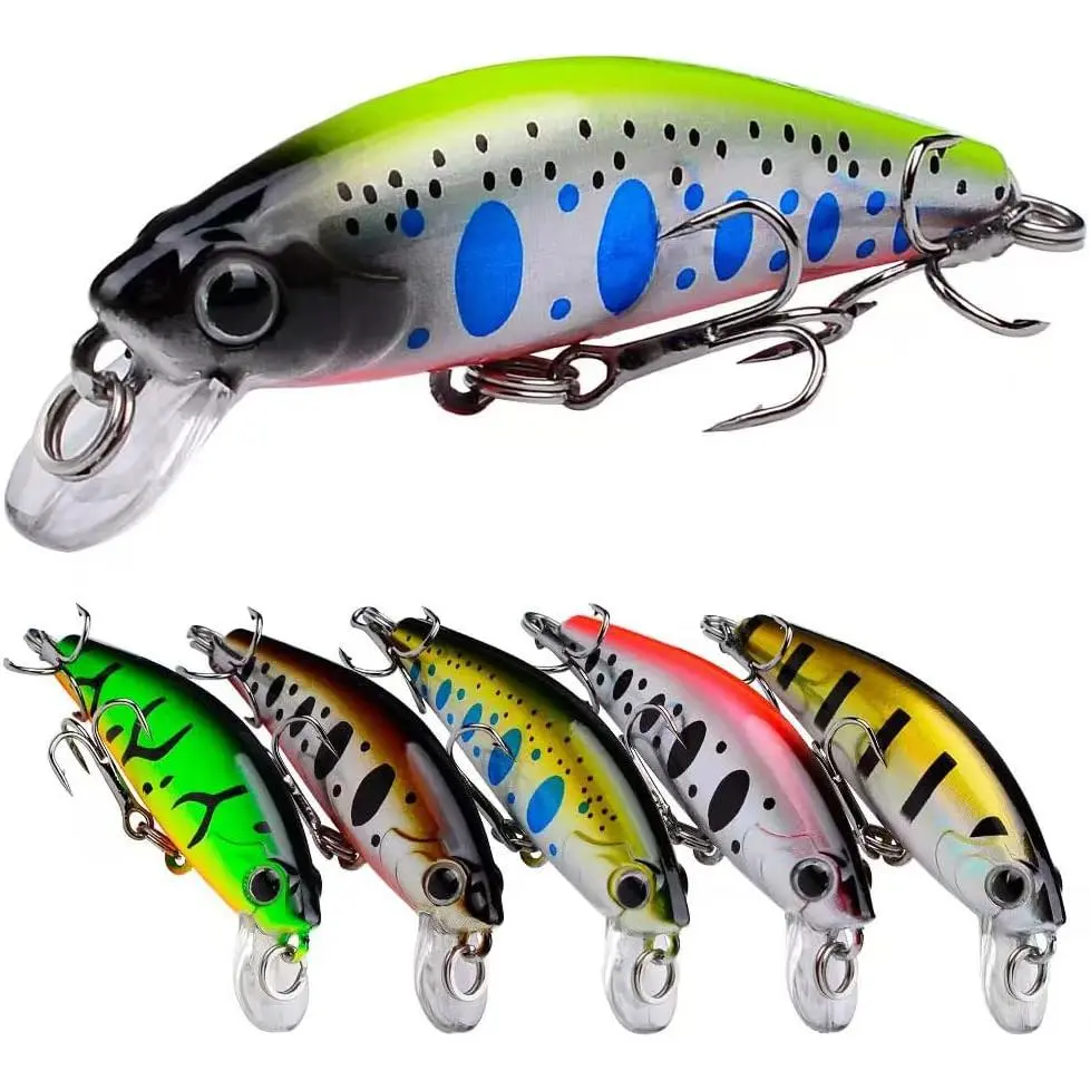6 count Mini Minnow Fishing Lures Crankbaits Set, Fishing Hard Baits Hooks,Sinking Minnow Lures for Freshwater Saltwater Trout Bass Perch Fishing Lures