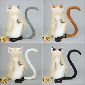 Realistic Cat Ear Headband  Tail Set  Handmade Plush Cosplay Kit for Anime Conventions  Halloween  Furry Costumes