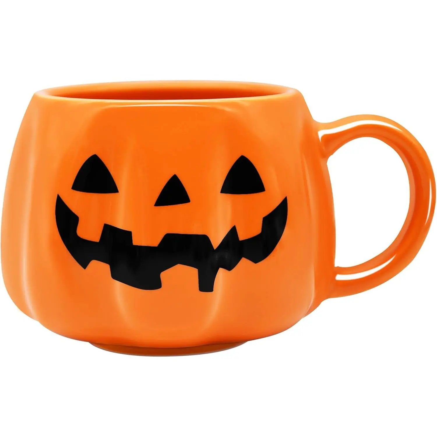 12 oz Halloween Pumpkin Mug – Cute Orange Ceramic Mug with Smiling Pumpkin , Fun Coffee Cup for Fall Drinks, Halloween Decor, or Gifts for Adults and