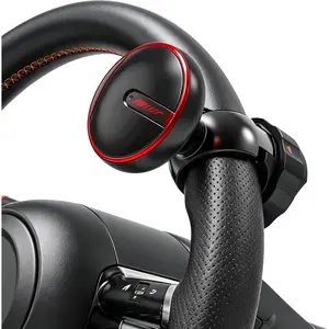 Tool Free Steering Wheel Knob Spinner with Metal Ball Bearing, Quick Install Suicide Knob for Steering Wheel, Steering Wheel Spinner Fits 3.45–4.9" Car, SUV, Semi Truck, Tractor, Boat (Red, 1 Pack)