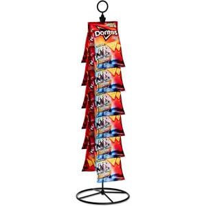 Chip Rack Display Stand, Snack Organizer for Countertop, Chip Bag Holder with 14 Clips, Chip Stand Display for Party, Office, Pantry(Black)