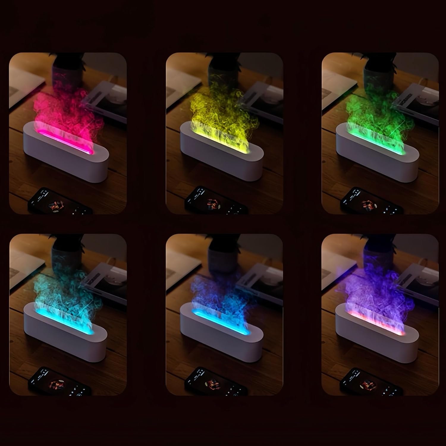Essential Oil Diffuser, Fireplace Fire Flame Aromatherapy Diffuser, 150ml Ultrasonic Cool Mist Humidifier, Scent Aroma Diffuser with 7 Colors Light